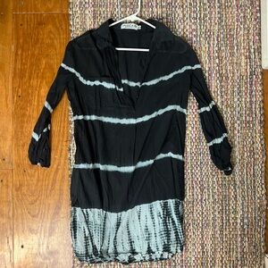 Ingear Resort Black Tie Die Long Sleeve Cover Up